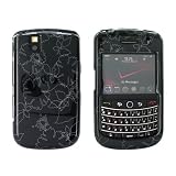 For Blackberry Tour Hard Case White Flower Black