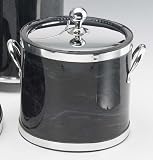 Review Kraftware  / Kraftware 61258 Ebony Marble with Chrome 3 Quart Ice Bucket with Side Handles, Bands and Metal Cover