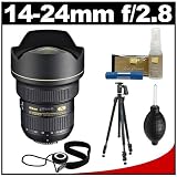 Nikon 14-24mm f/2.8G AF-S ED Zoom-Nikkor Lens with Tripod & Pistol Grip + Accessory Kit for D3100, D3200, D5100, D7000, D700, D800, D3X, D4 Digital SLR Cameras