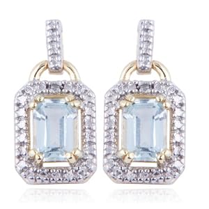 18k Yellow Gold Plated Sterling Silver Genuine Blue Topaz and Diamond Accent... by 