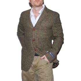 Polo Ralph Lauren Mens Wool Blazer Leather Sport Coat Jacket Brown Plaid 40L
