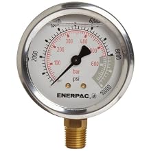 Enerpac G2535L 2 1/2 Inch Hydraulic Pressure Gauge with 0 to 10,000 Pounds Per Square Inch