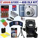 Canon Powershot A1000IS 10MP Digital Camera (Blue) + 4GB Deluxe Accessory Kit