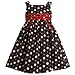 Size-2T,BNJ-9499M BLACK WHITE RED TWIN DOT PRINT TRIPLE RIBBON Spring Summer Girl Party Dress,M29499 Bonnie Jean TODDLERS