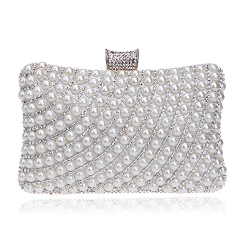 Lngciu Gorgeous Evening Bag Womens Clutch Pearl Wallet Purse(Silver)