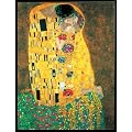 Gustav Klimt Poster Kunstdruck und Kunststoff-Rahmen - Der Kuss - Il bacio (II) (80 x 60cm)