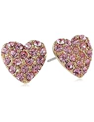 1928 Jewelry "Heart of Hearts" Pave Heart Button Earrings