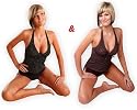 Figuroptimizer Push-Up Tankini im Doppelpack - schwarzer und brauner Tankini mit Nadelstreifen ( 674 Oct)