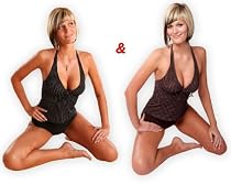 Figuroptimizer Push-Up Tankini im Doppelpack - schwarzer und brauner Tankini mit Nadelstreifen ( 674 Oct)
