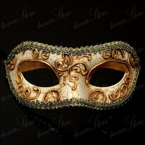Gold Lining Venetian Half Face Mask Masquerade with Simple Vintage Design