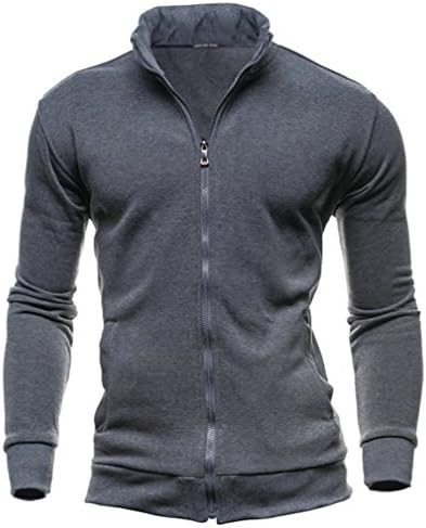 Unko Men's Basic Retro Casual Sports Fleece Outwear Jackets M Dark Gray