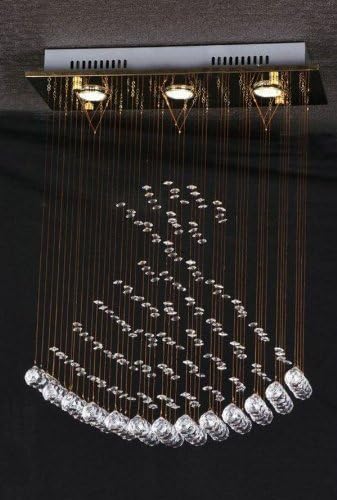 Siljoy L19.7" X W8" X H27.5" Rectangular Fan Shaped Crystal Rain Drop Design LED Lighting