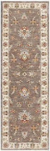 Brown 3' x 8' Peshawar Rug Hand Knotted Oriental Rug