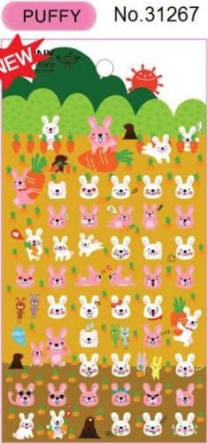 Kawaii Rabbit Puffy Sticker, 2 Sheets, #31267