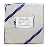 SwaddleDesigns Organic Ultimate Receiving Blanket - Natural with Skipper Blue Trim