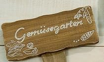 GARTENSTAB HOLZ SCHILD GEM&Uuml;SEGARTEN HOLZSTICK NATURHOLZ