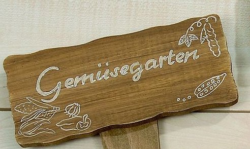 GARTENSTAB HOLZ SCHILD GEM&Uuml;SEGARTEN HOLZSTICK NATURHOLZ