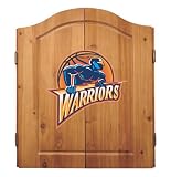 Imperial Golden State Warriors Licensed Solid Pine Cabinet and Bristle Dartboard Set