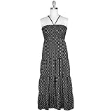 Black & White Polka Dot Long Maxi Halter Sun Dress
