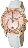 Stuhrling Original Womens 544.1145W4 Vogue Audrey Dawn Swiss Quartz Swarovski Crystal Date White Leather Strap Watch