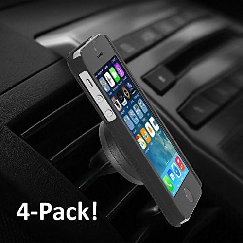 4 Pack! Hashub Goods AVSPM15 - Universal Magnetic Air-Vent Car Mount Holder Magnet Clip Holder for Smartphones iPhone 4/5/5C/5S/6/6 Plus, iPad Mini, Samsung Galaxy S3/S4/S5/S6/S6 Edge, Note 4/3/2, HTC, Motorola, Google Nexus, Blackerry, Droid Phones, Mini Tablets, GPS and more - 4 PACK!