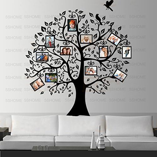 Eqhome® XXL Photo Tree Wall Stickers 96"×96" Huge Photo Memory Tree Wall Stickers Branches Upward Removable Wall Stickers With 12 Photo Frame
