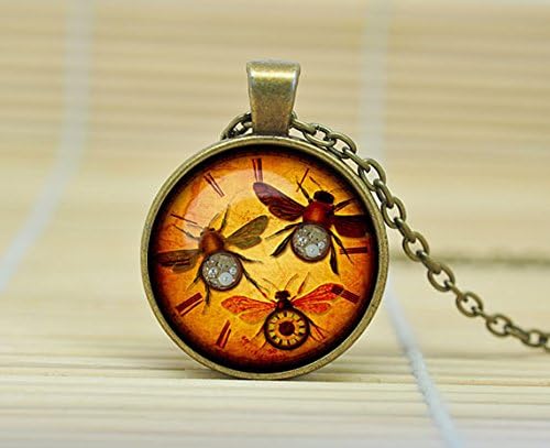 Steampunk Bugs Pendant Steampunk Necklace Steampunk Jewelry Glass Cabochon Necklacea1513