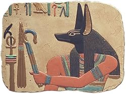 Large Anubis relief with color details