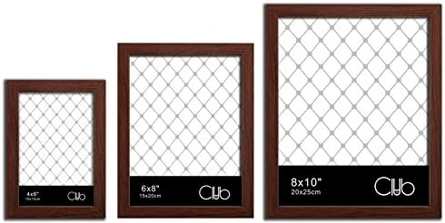 Picture and Photo Frame Set of 3 - Made to Fit 4x6, 6x8, 8x10 without Mat - Wooden Finish with Glass Front - Mounting and Stand for Wall and Table Surface Included