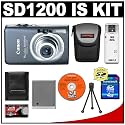 Canon PowerShot SD1200 IS Digital ELPH Camera (Dark Gray) + 4GB SD Card + Case + NB-6L + Accessory Kit