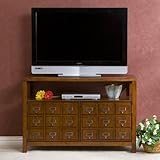 SEI Apothecary Double Door Media Stand, Brown Mahogany
