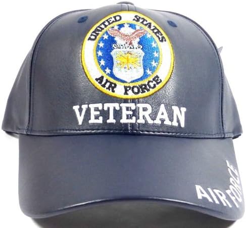 Blue Faux Leather Veteran Air Force Hat