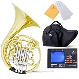Cecilio FH-380 Intermediate Key of F / Bb Double French Horn w/ Solid Rotor String Lever Action +Tuner, Case, Mouthpiece & More
