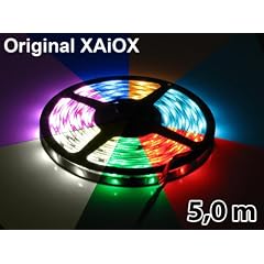 RGB LED Strip Band Leiste 5 Meter - Inkl. Fernbedienung und Netzteil - selbstklebend - Staub und Wasserdicht