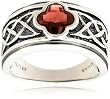 Sterling Silver Flower-Shaped Celtic Garnet Ring