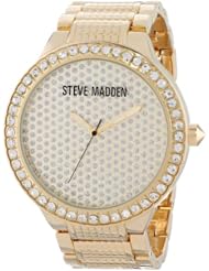 Steve Madden Womens SMW00007-01 Gold Crystal Set Case Watch