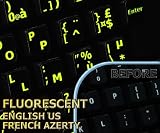 Glowing fluorescent French AZERTY - English keyboard stickers