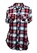 Women's Short Sleeves Button Down Plaid Checkered Shirts