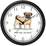 Pug Dog Cartoon or Comic - JP Animal Wall Clock by WatchBuddy Timepieces (Black Frame)