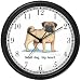 Pug Dog Cartoon or Comic - JP Animal Wall Clock by WatchBuddy Timepieces (White Frame)