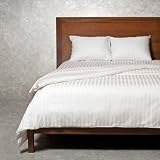 Satin Stripe Organic Cotton Duvet Cover Set - Queen - DSC On Sale