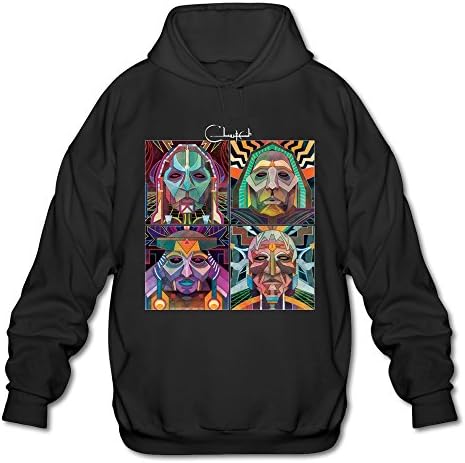 SHJQ Men's Hooded Sweatshirt Clutch Band Earth Rocker Black Size L