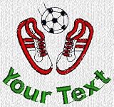 Personalized custom embroidered soccer ball & cleats design on t-shirt