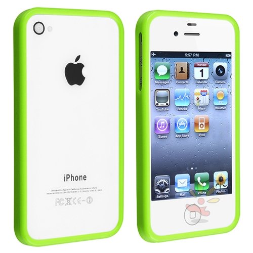 For Apple® iPhone® 4/4S Bumper TPU Case , Green Shinny