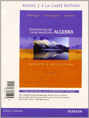 elementary and intermediate algebra concepts  applications books a la carte edition plus mymathlab with pearson