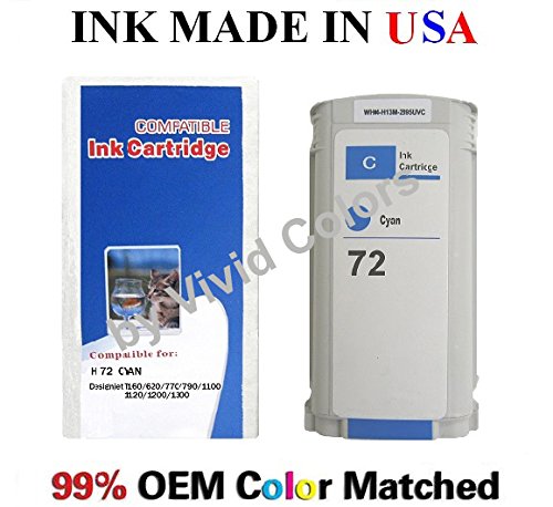 New compatible #72 ink cartridge for HP Designjet T610/620/770/1100/1200- Cyan(C9371A)