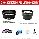 12 Piece Sensational Dual Lens Accessory Kit with .45x High Definition Wide ....