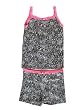 Esme Snug Fit Cami and Boxer Set in Chocalate Daisies with Pink Trim for Girls