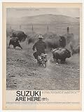 1965 Suzuki Motorcycle Bison Herd Custer State Park Print Ad