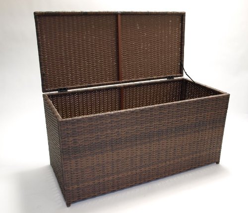 Kissenbox / Auflagentruhe Santiago, Alu + Polyrattan moccafarben